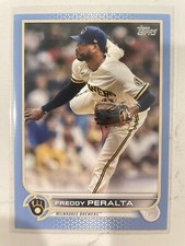 2022 Topps #13 Freddy Peralta Father's Day Blue SSP #d /50 Brewers Parallel SP