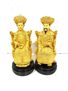 "Par de figuras de estatua de emperatriz con soportes pareja de emperador chino vintage de 12"" de alto" - Imagen 1 de 22