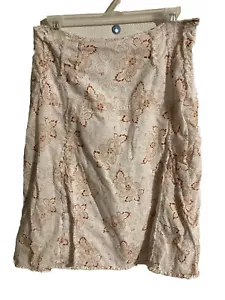 Cato size 8 women’s white Floral lined Knee Length A- Line fringe skirt - Picture 1 of 10