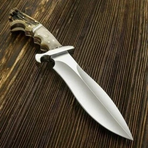 Premium Hand Made J2 Steel Full Tang Hunting Bowie Knife with Stag Antler - Picture 1 of 1
