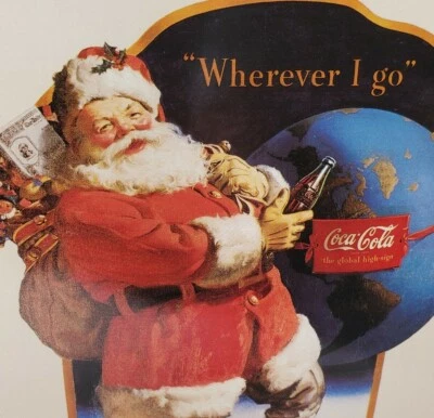 Vintage Coca Cola Postcard Christmas Santa 90s Reproduction H Sundblom Painting  - Image 1 of 4