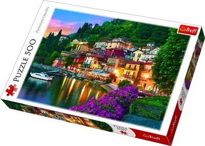 Trefl 500 Piece Adult Large Lake Como Italy Night Lights Hillside Jigsaw Puzzle - Image 1 of 4