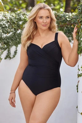 Miraclesuit Black One-Piece Sanibel Swimsuit Ruching Womens Size 20W PLUS SIZE - Image 1 of 4