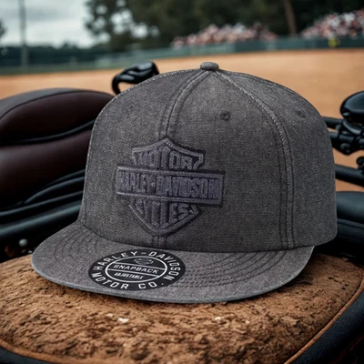 Harley Davidson Bar & Shield Denim Snapback Cap Black 97734-23VM - Image 1 of 4