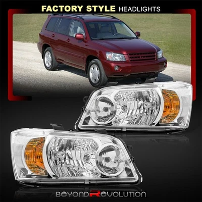 For 2004-2007 Toyota Highlander Chrome OE Style Clear Headlights Headlamps LH+RH Foto 1 de 4