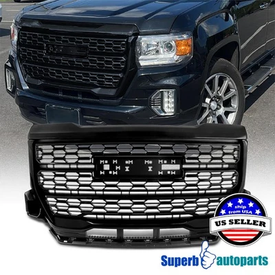 For 2021-2022 GMC Canyon Denali Style Glossy Black Front Bumper Hood Grille Foto 1 de 4