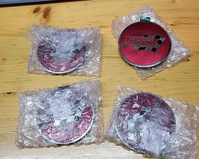 Dayton wire wheels real deal porcelain burgundy Dayton flags NOS set of 4 - Image 1 of 4