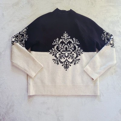 Cozy Loft Women's Fair Isle Snowflake Sweater Mock Neck Large Boxy - Image 1 of 4