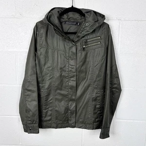 Uniqlo Coated Cloth Hooded Utility Jacket Women’s Medium Olive Green - Picture 1 of 5