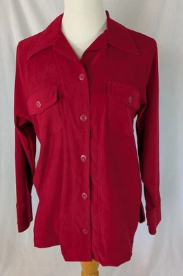 Bill Blass Jeanswear Chaqueta Mujer Mediana Roja Manga Larga Botón Exterior Informal Foto 1 de 4