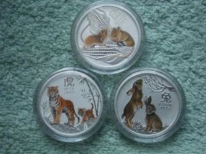 2020, 2022 & 2023 australisches Silber Mondserie III Farbe (drei 1/2 Unzen Münzen) - Bild 1 von 4