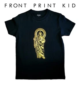 Children San Judas Tadeo T-shirt Gold Black, Catholic Christian T-Shirt St Jude - Picture 1 of 1