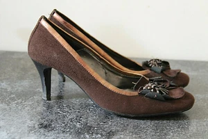luxurious 70mm leather & brown suede heel pumps JONAK p. 39mm EXCELLENT CONDITION - Picture 1 of 4