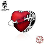 VOROCO S925 Sterling Silver Arrow And Heart Charms Meaning Falling In Love Charm