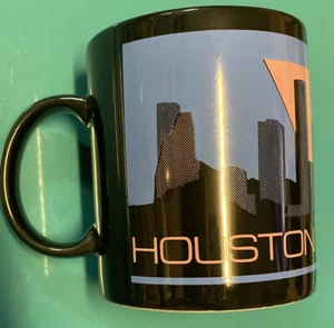 RARE Vintage Houston Roundup 1987 Collectible Mug Skyline Rodeo Black/Pastel - Picture 1 of 8