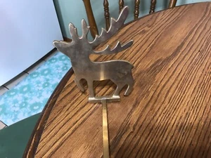 vintage christmas stocking mantle hanger brass deer - Picture 1 of 4