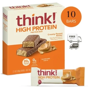 think! High Protein Bars – Creamy Peanut Butter –Gluten-Free 20g, 10 Ct, 10.5oz - Picture 1 of 3