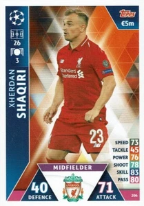 Tarjeta Topps Match Attax Champions League n.o 206 Xherdan Shaqiri Liverpool FC - Imagen 1 de 1