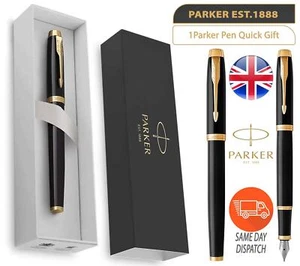 Parker Im Matt schwarz gold Zierleiste Füllfederhalter fein Neu im Karton bequem ergonomische Form - Bild 1 von 11
