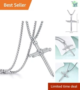 Faith-Inspired Stainless Steel Men's Nail Cross Pendant - Versatile Jewelry - Picture 1 of 9