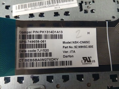 Tastiera Originale per Hp Compaq PK1314D1A13 Italiana per Notebook - Immagine 1 di 4