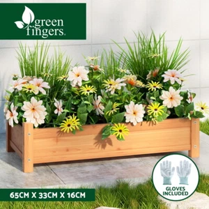 Green Fingers Garden Bed 65x33x16cm Wooden Planter Box Raised Container Growing - Picture 1 of 8