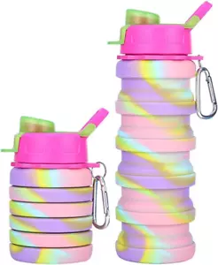 Silicone Collapsible Water Bottles, 16Oz 500Ml Portable Foldable Expandable Wate - Picture 1 of 12