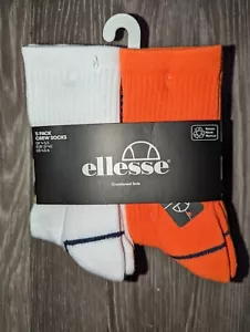 ELLESSE Cushioned Crew TRAINING SOCKS SIZE 4-5.5 Grey White Orange Boys Girls - Picture 1 of 7