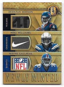 2017 Gold Standard Deshaun Watson Mike Williams Wayne Gallman LOGO Tags #1/1