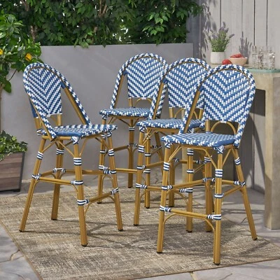 Juego de 4 taburetes franceses de aluminio para exteriores Grelton Foto 1 de 4