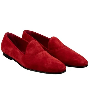 DOLCE & GABBANA DG Logo Leather Shoes Loafer Moccasins VASARI Red 44 US 11 - Picture 1 of 7