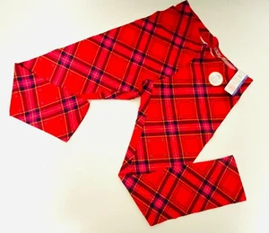 Girls Leggings Red and Black Checkered - Picture 1 of 2
