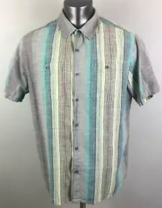 Mens Woolrich Shirt Button Front Short Sleeve Multicolor Size XL Cotton Striped - Picture 1 of 6