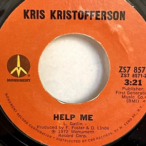 Kris Kristofferson Why Me/Help Me 45 Vinyl Record 1973 Monument 8571 - Picture 1 of 4
