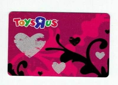 Toys R Us Gift Card - Collectible - Silver Hearts - Pink - No Value - I Combine - Image 1 of 2