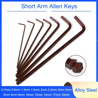 Metric Short Arm Allen Keys / Hex Wrench / Hexagon Key Alloy Steel 0.7mm - 19mm - Image 1 of 4