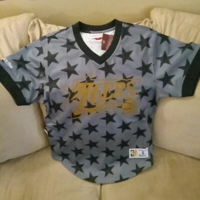 Camiseta Mitchell & Ness 76ers para hombre talla S GRIS Philadelphia NBA malla cuello en V HWC Foto 1 de 4