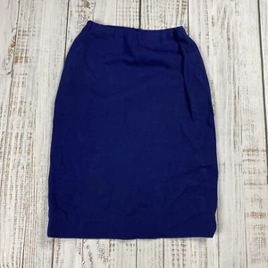 VTG 60S POLYESTER KNIT PENCIL SKIRT ELASTIC WAIST NAVY BLUE MOD PREP WOMENS - Picture 1 of 2
