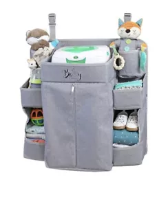 Nursery Baby Caddy Hanging Diaper Organizer Crib Changing Table Playard (Grey) - Picture 1 of 7