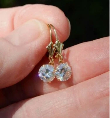 4.00Ct Oval Cut Yellow Diamond Solitaire Stud Earrings In 14K White Gold Finish - Image 1 of 4