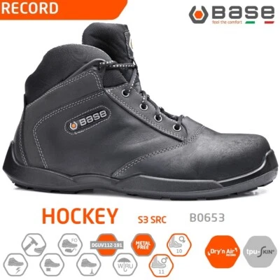 BASE RECORD SCARPE DA LAVORO ANTINFORTUNISTICA HOCKEY S3 SRC alta B0653 - Immagine 1 di 4