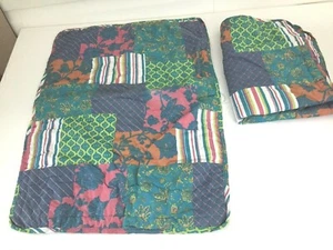 Copricuscino trapuntato patchwork country shabby 2 ore multicolore 20x26" - Foto 1 di 10