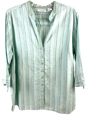 Vestido Granero Mujer Como Nuevo Blusa Abotonada Manga 3/4 Talla 18/20 Texturizado Foto 1 de 4