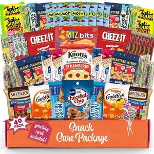 40 Stück Snackbox Variety Pack mit Chips Plätzchen & Riegel Geschenkkorb Pflegepaket - Bild 1 von 7
