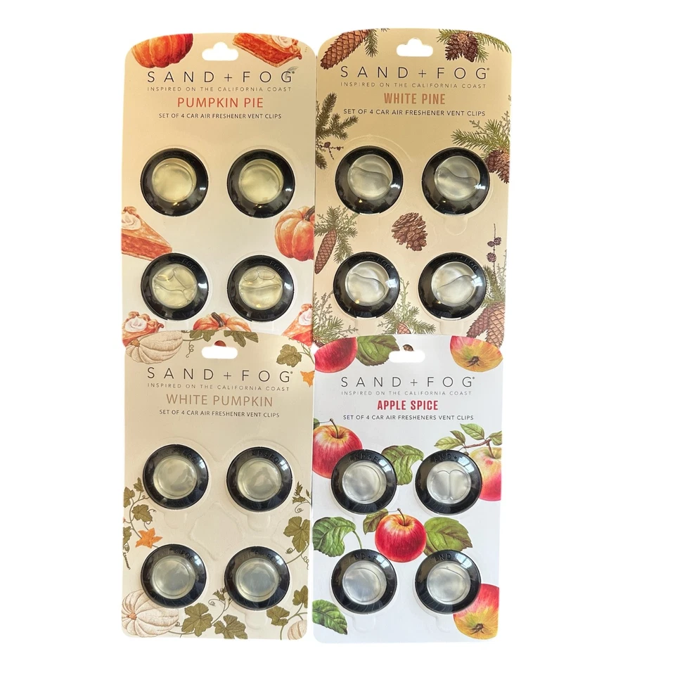 Sand + Fog California Coast Set of 4 Car Air Freshener Vent Clips *YOU CHOOSE*