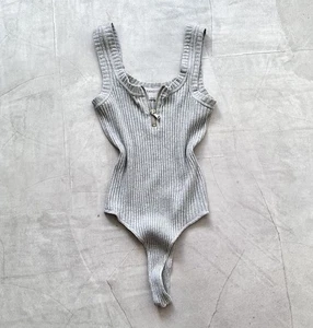 Vintage Transit Par Such Knit Ribbed Bodysuit Zip Tank Top Sarah Pacini Vibe - Picture 1 of 13