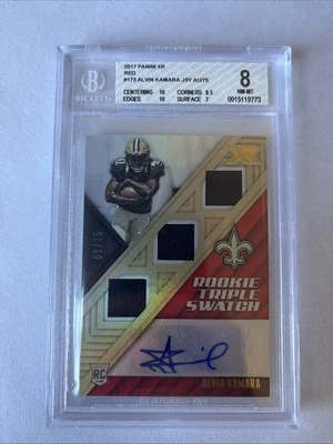 2017 Panini XR Rookie Triple Swatch Auto Red /75 Alvin Kamara #173 RC - Image 1 of 2