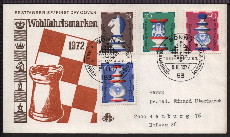 ✔️ ALEMANIA RARO FDC CUBIERTA AJEDREZ - Imagen 1 de 1