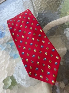 Brooks Brothers USA Men's Red Holiday Christmas Pattern 100% Silk Neck Tie Q15 - Picture 1 of 3
