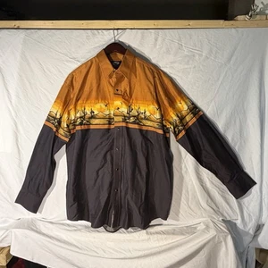 Vintage Roper Hemd Herren Large schwarz orange Western Rodeo Cowboy Knopfleiste 90er - Bild 1 von 7